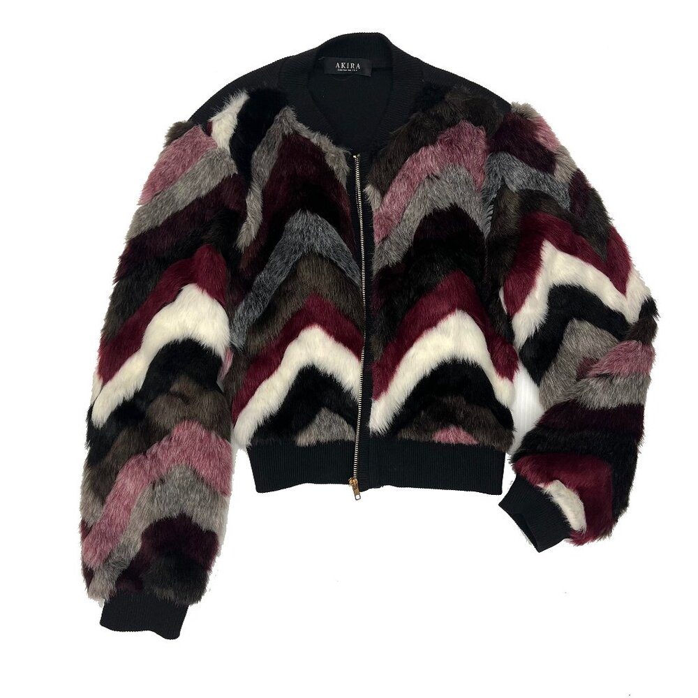 AKIRA bomber jacket Faux Fur Womens S Broken Zipper As Is